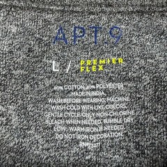 NWT Apt 9 Premier Flex Long Sleeve Henley Shirt Mens Large Gray Solid Stretch