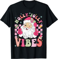 Groovy Cute Santa Claus Christmas Vibes Xmas Present Unisex T-Shirt