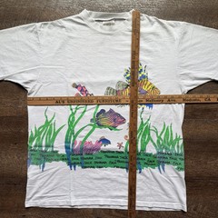 Vintage Mens XL Panama Jack Aquarium Fish Ocean Wrap Around Nature Tee
