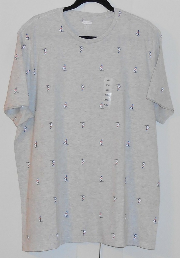MEN’S OLD NAVY GRAY HEATHER SOFT WASHED S/S SAILBOAT TEE – SIZE XXLARGE