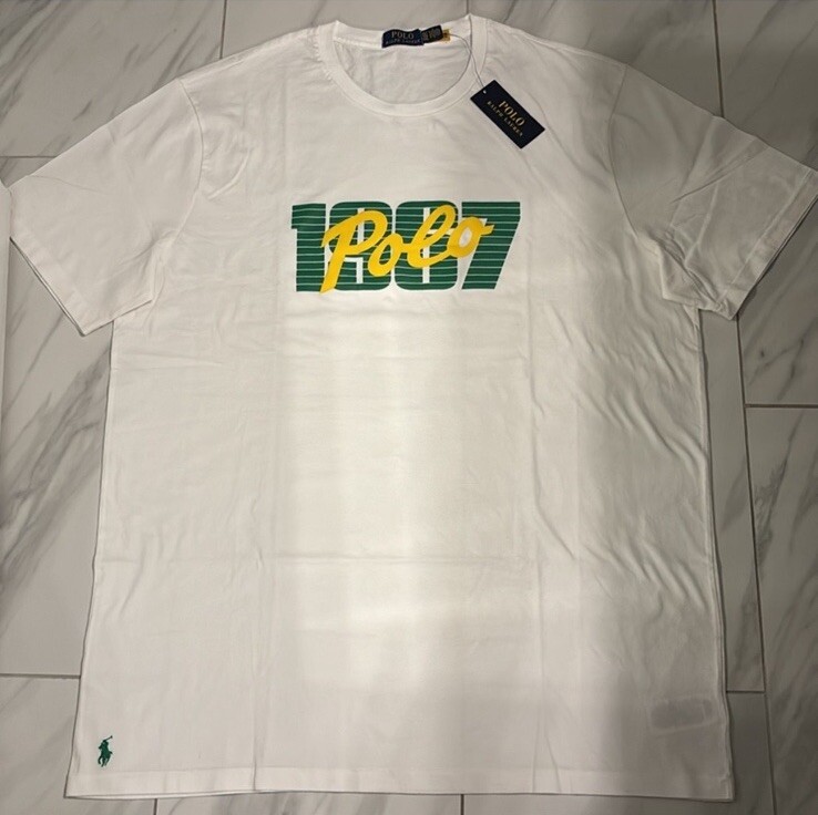 Polo Ralph Lauren Big and Tall Men’s T-Shirt White Green Yellow New