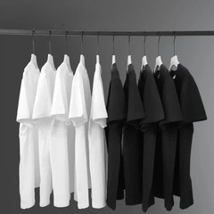 Men’s 100% Cotton Solid T-Shirts, Short Sleeve, White Black Fashion Trend