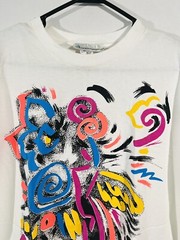 VTG Aerodynamics Dance Single Stitch Art Tee Drawstring Shirt White One Size