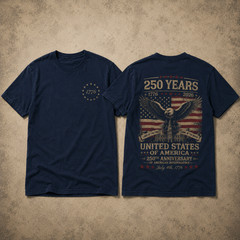 USA 250th Anniversary Shirt Men 1776 2026 American Flag Eagle Patriotic (S-5XL)