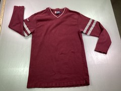 Chaps Ralph Lauren Men’s L/G Burgundy Cotton V-Neck Long Sleeve T-Shirt Striped