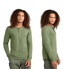 Men’s District Perfect Tri Heavy Long Sleeve Plain Henley Casual Wear DT145