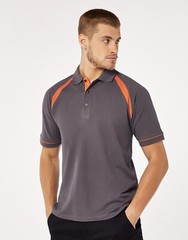 Mens Polo Shirts Short Sleeve Raglan Contrast Trim Cotton Pique Collared T Shirt