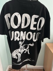 VALABASAS Rodeo Graphic Black Studded Sleeve Men’s T-Shirt Crew Neck M