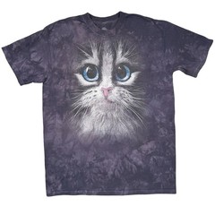 The Mountain Big Eye Cat T Shirt Large Blue Eyes Tie Dye Graphic Tee