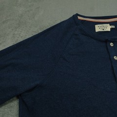 Normal Brand Shirt Mens XL Blue Henley Long Sleeve Casual Preppy
