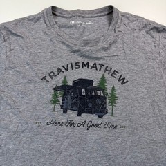 Travis Mathew Shirt Mens Medium Gray Crew Neck Outdoors Comfort Casual