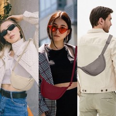 Nylon Crescent Crossbody Bag for Purses Trendy Men,Small Travel Sling Bag Hob…