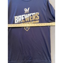 Milwaukee Brewers Shirt Mens Medium Navy Blue Augusta Sportswear Performance Tee
