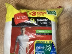 NOS 2015 Hanes 9 Pack XL 46-48 White 100% Cotton Wicking T-shirts