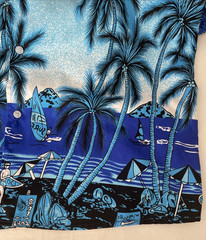 Beach & Palm Tree Hawaiian Shirt Fight The Wolf Men’s Summer Shirt Size XL