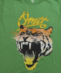 Omit Mens Green Animal Style Fierce Tiger Distressed Print Tee Shirt New Large