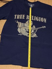 True Religion Metallic Silver Buddha Short sleeve Graphic T-shirt Men’s Med Blue