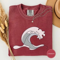 Ocean Wave Beach Line Art Minimalist Coastal Marine Comfort Tee