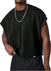 Men’s Cropped Vest Top Dolman Sleeve Loose Fit Knit Pullover Tank Breathable