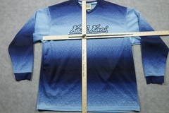Vintage Karl Kani Shirt Mens XL Blue Gradient Long Sleeve V-Neck Logo 90s