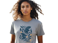 Retro Botanical Birds T-Shirt, Folk Art Bird Shirt, Vintage Nature Tee, Cottagec