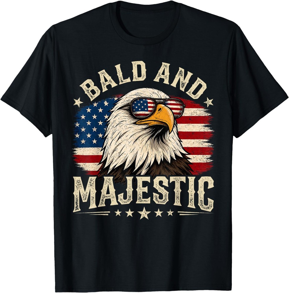 Bald and Majestic 4th of July Independence Day Bald Eagle Unisex Coton T-Shirt
