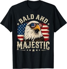 Bald and Majestic 4th of July Independence Day Bald Eagle Unisex Coton T-Shirt