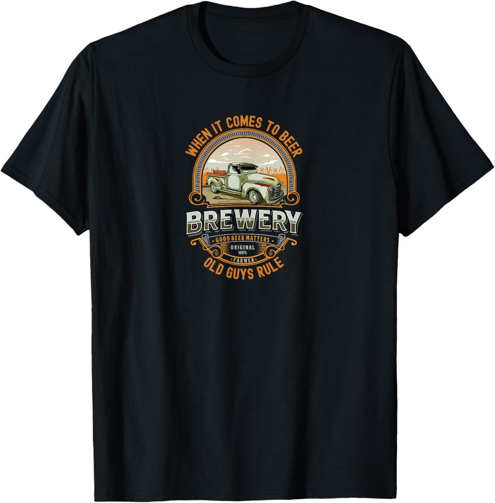 Mens Old Rule Funny Beer Guys Birthday Gift Old Man Rules T-Shirt