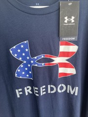 Under Armour Freedom Loose T-Shirt Athletic UA Gym US Flag Mens Sz L Patriot Run