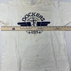 Vintage Heavy Weight White Dockers Levi’s Front Graphic T-Shirt Cotton Adult L