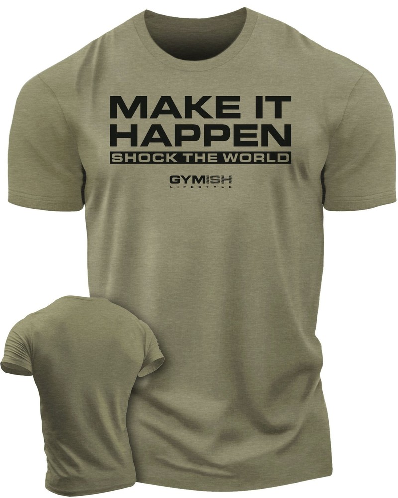 061. Shock The World Funny Workout Gym T-Shirt for Men