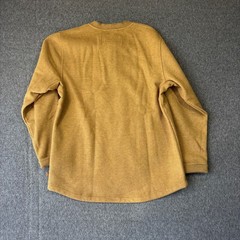 LL Bean Mens Waffle Knit Henley Shirt Mustard Yellow Fleece Lined 298100 Medium