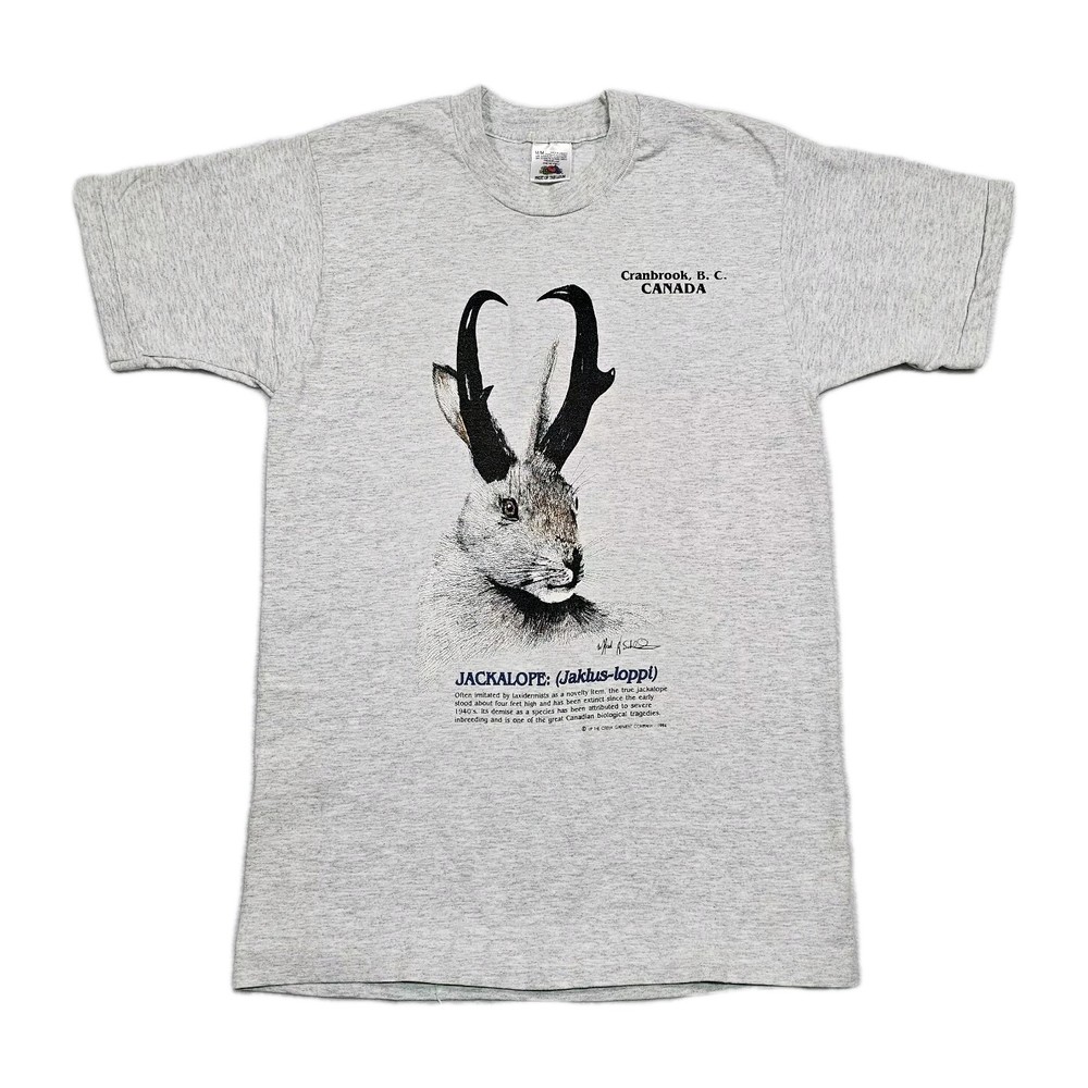 Vtg 90s Jackalope T Shirt Mens M Canada Fruit Of The Loom Single Stitch Hunting