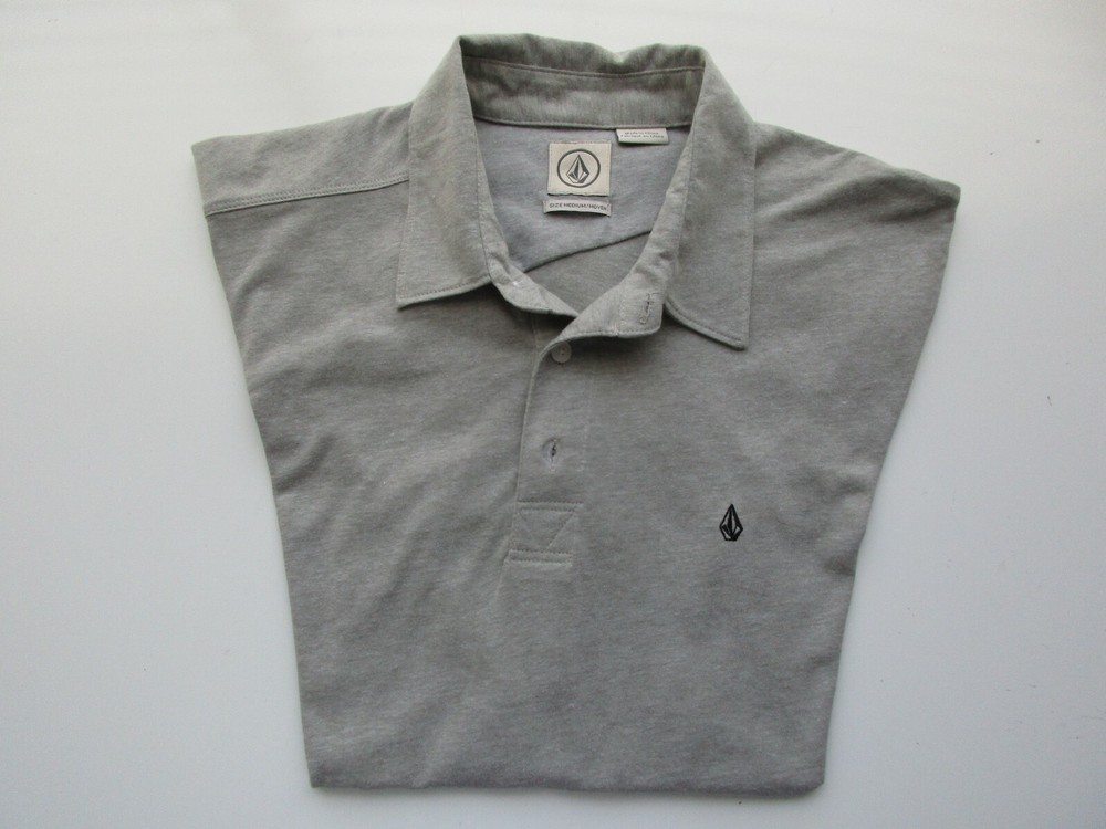Genuine Asymmetrical Seams Short Sleeve Men Polo T-Shirt Gray M UPC63