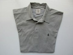 Genuine Asymmetrical Seams Short Sleeve Men Polo T-Shirt Gray M UPC63