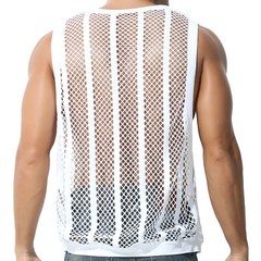 Sexy Men’s T-Shirt Mesh Fishnet Sleeveless Undershirt Muscle Hollow Out Tank Top