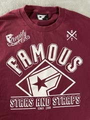 Y2K Famous Stars And Straps Shirt Mens L Logo Burgundy *Pits* Distressed *Mark