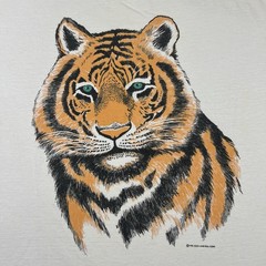 Vtg 1990 Bengal Tiger Big Print Graphic T Shirt XL Nature Animal Wildlife Cat