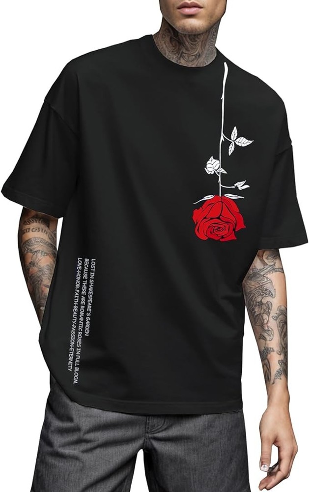 Vintage Graphic T-Shirt Mens Letter Print Rapper Streetwear