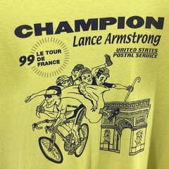 Vintage Lance Armstrong Shirt Mens Large Yellow 99 Le Tour de France USPS Promo