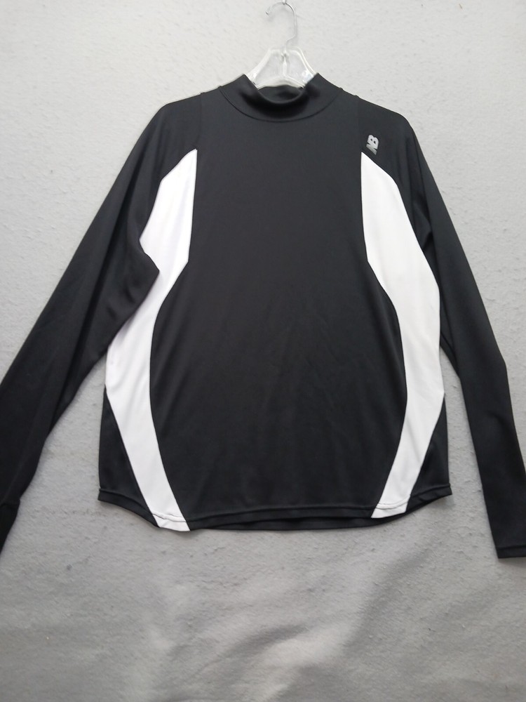 New Balance Men’s Athletic Shirt Size L Black White Colorblock Long Sleeve 3479