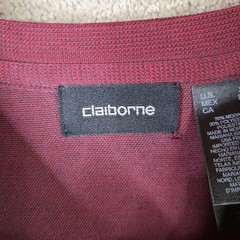 Claiborne Shirt Mens XL Burgundy Striped Crew Neck Modal Blend Short Sleeve