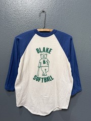 Vintage 70’s Stedman Softball Graphic Cotton Raglan Shirt Size Medium White