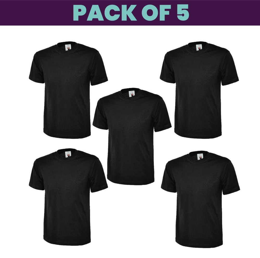 Pack 5 & 3 Uneek Classic T-Shirt Plain Casual Wear stag do hen Unisex UC301