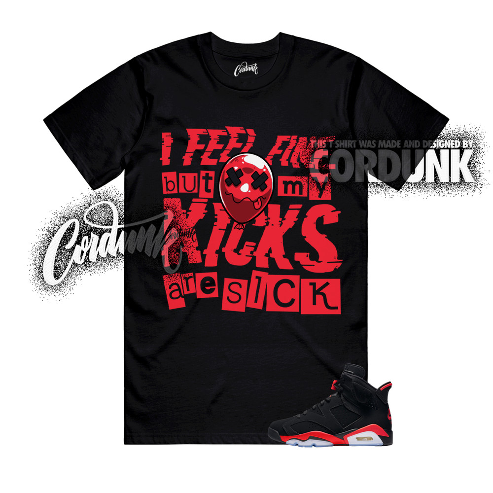 6 Infrared Salesman Black Light Crimson Solar Red T Shirt Match SICK
