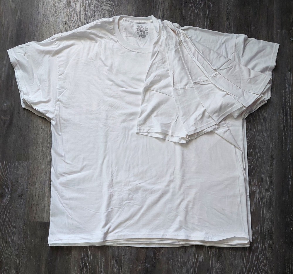 Fruit of the Loom cotton men’s crew white t-shirts Lot of 6 3XL/2XG new open box