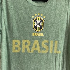 Brasil Adult SZ L Slim Fit Green Short Sleeve Graphic Pullover T-Shirt