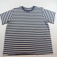 Lands’ End Men’s XL Super-T Navy White Striped Crew Neck Cotton T-Shirt