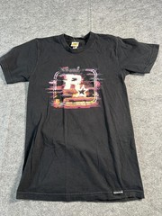Rockstar Games Shirt Mens Small Black Glitch Logo Graphic Tee Video Game