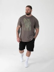 D555 Duke Big Mens Printed T-Shirt Surfing Bear Khaki Plus Size 2XL-10XL 601904
